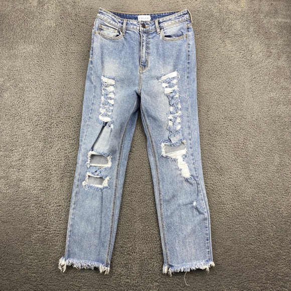 Cello Jeans Womens Size 7 Distressed Ripped Frayed Hem Light Wash Denim - Picture 1 of 12